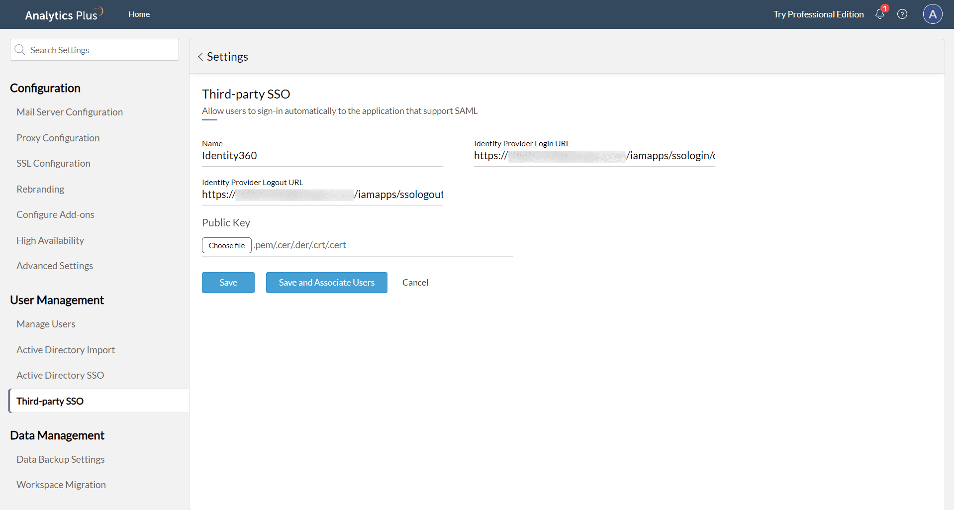 SP configuration details