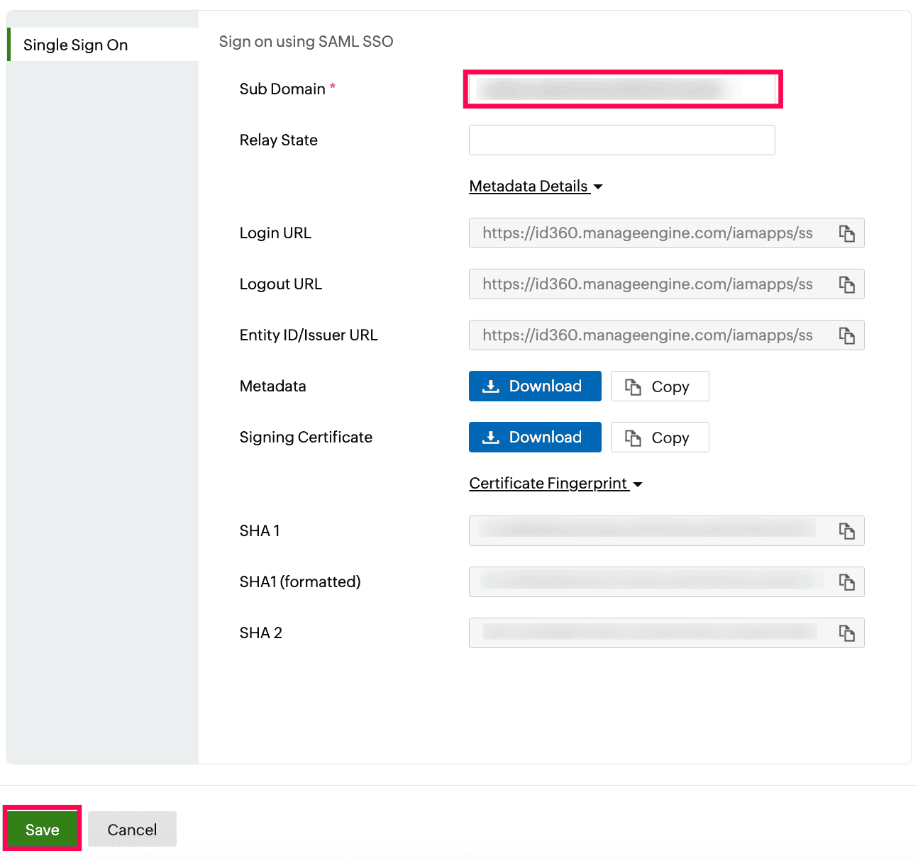 Identity360 application configuration