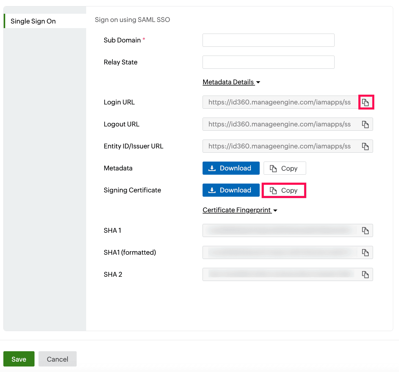  Identity360 application configuration Integration Settings