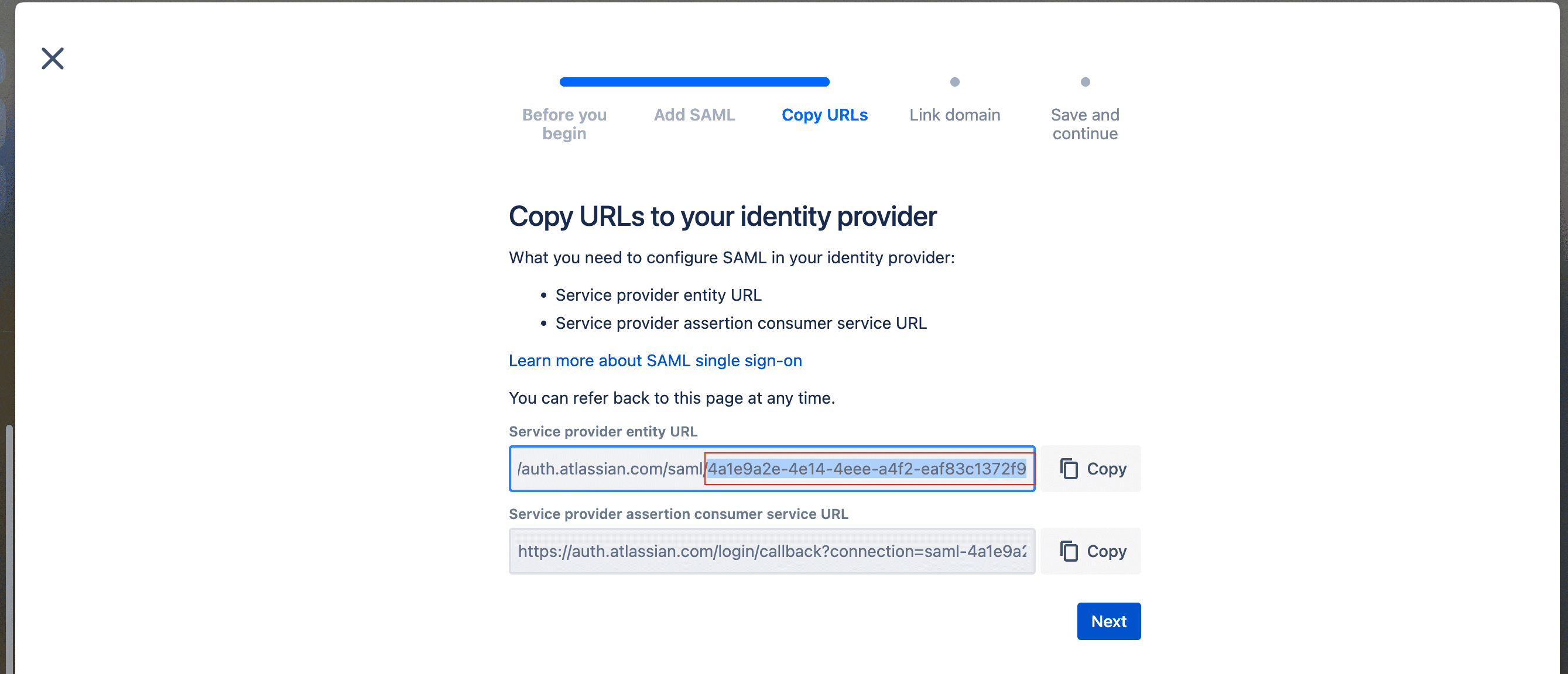 SP configuration details