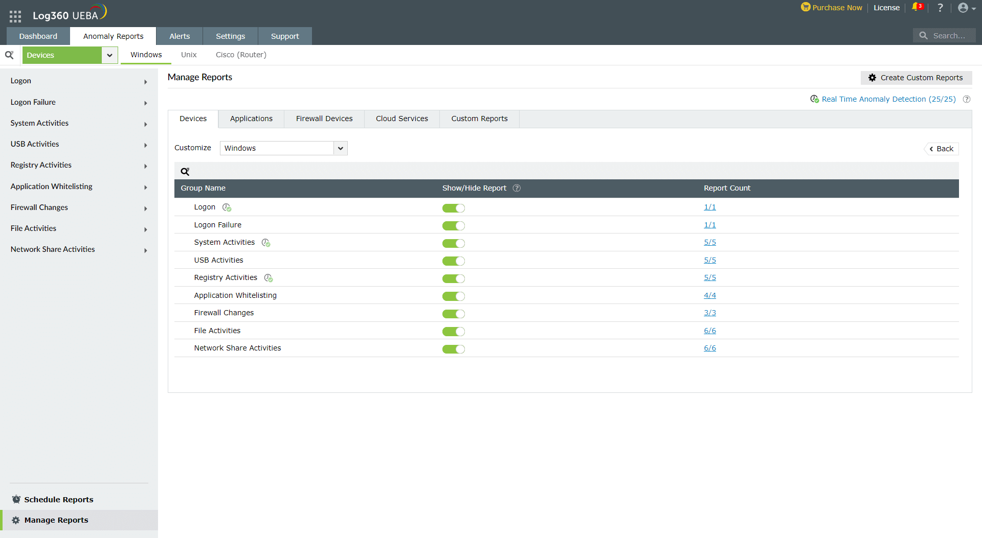 Here are the steps to manage reports
