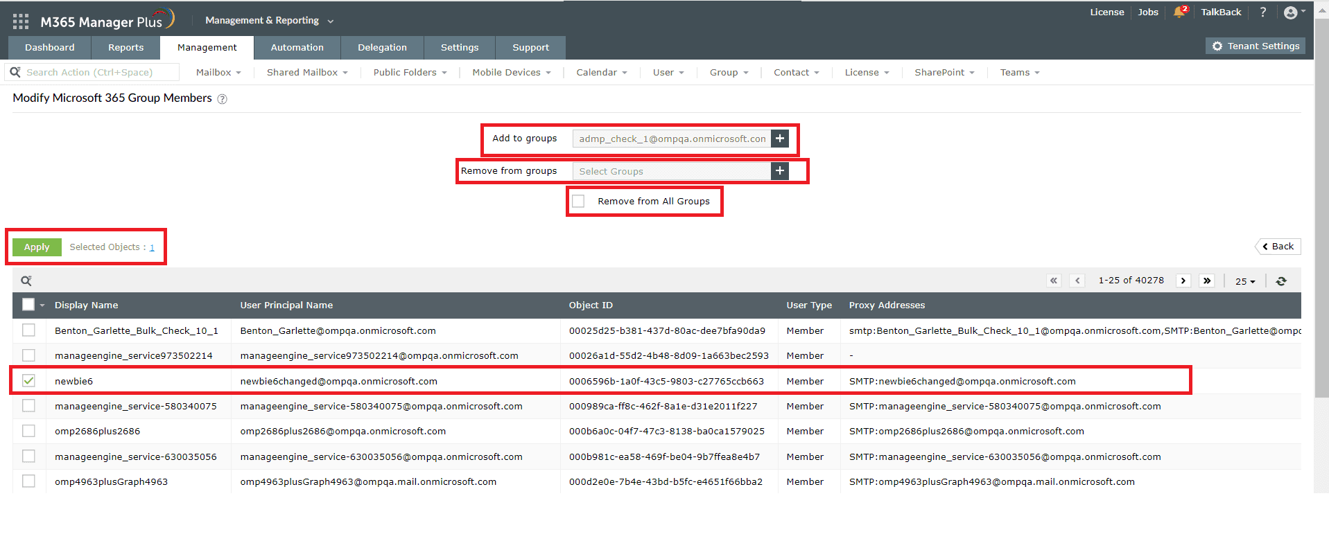 manage groups and group memberships using M365 Manager Plus