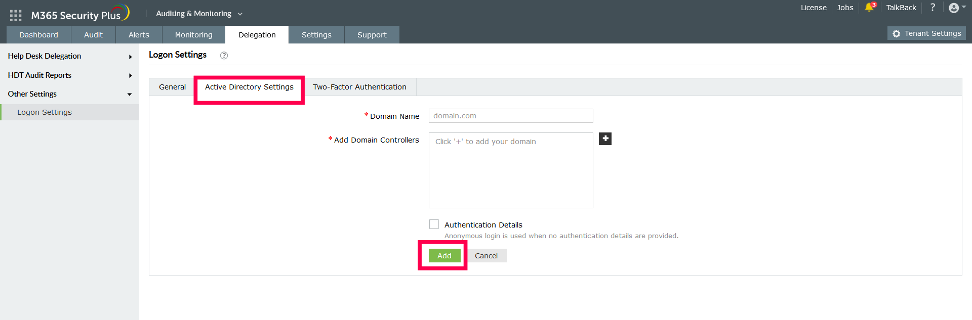 Active Directory configuration