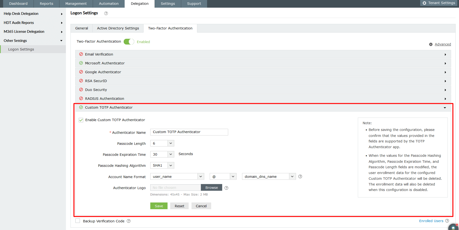 Custom TOTP Authenticator