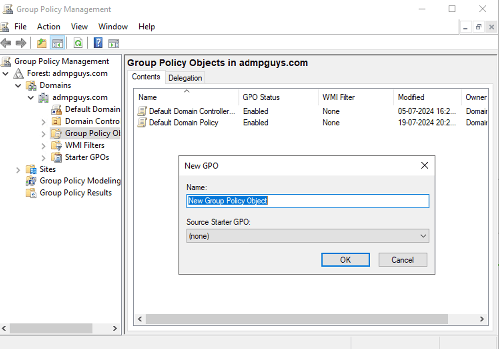 How to create a domain Group Policy