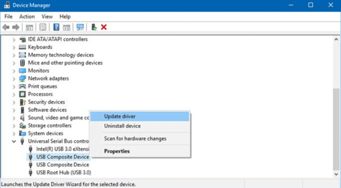 Updating a driver in Windows