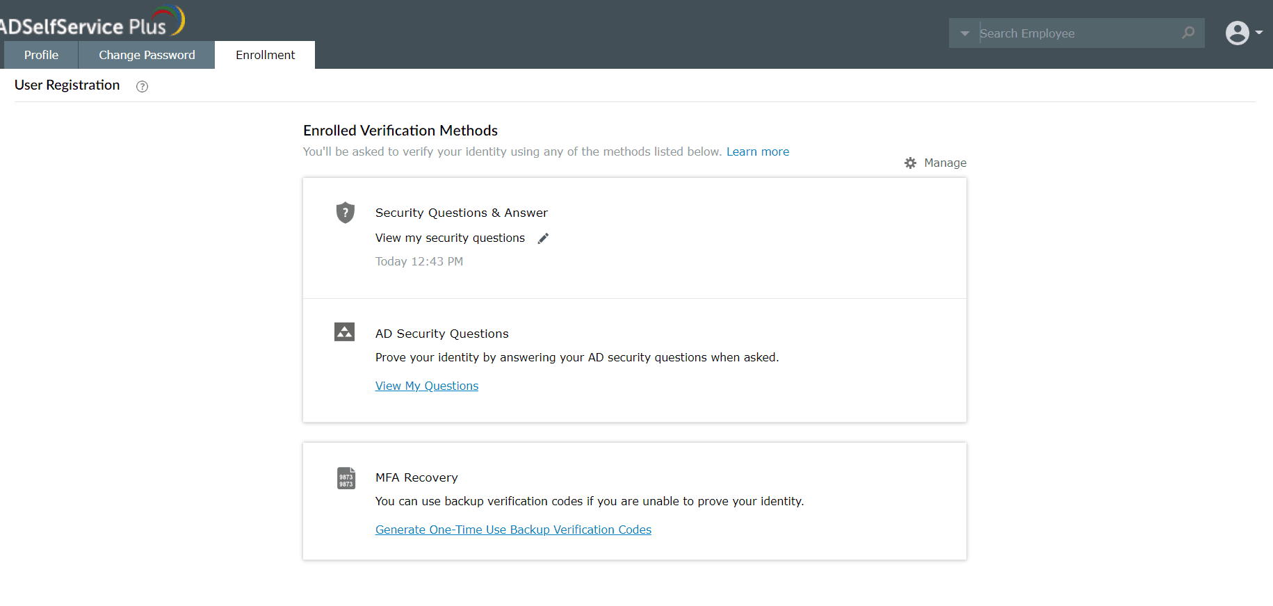 Disenrolling for offline MFA in ADSelfService Plus