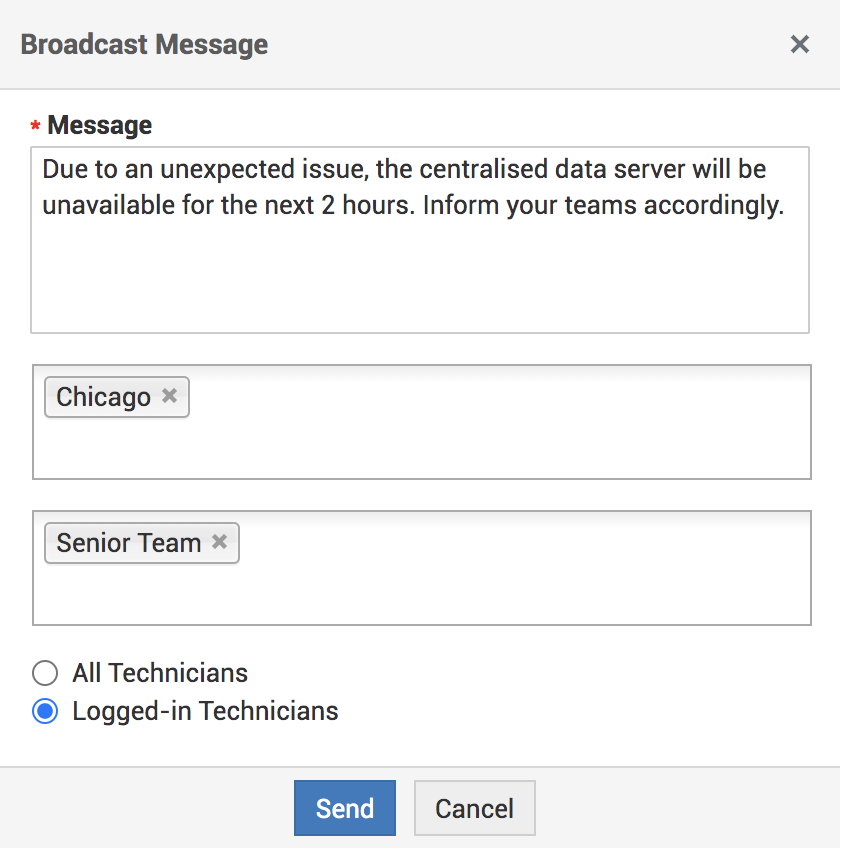 Help desk communication broadcast