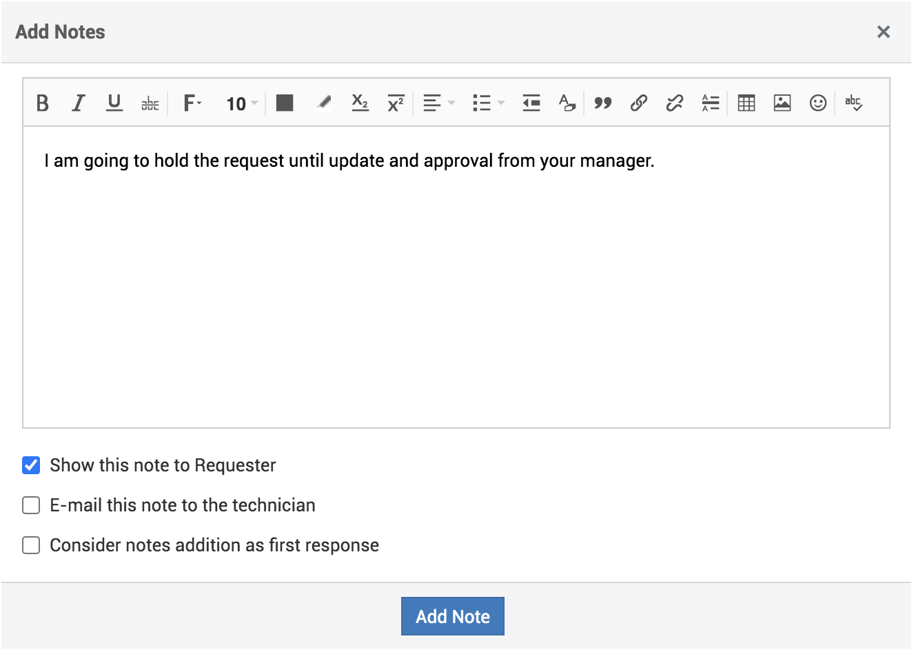 Service desk communication notes