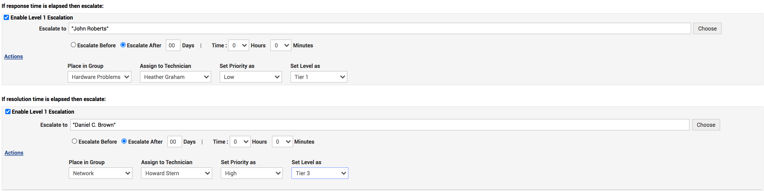 SLA escalation configuration to avoid overdue tickets