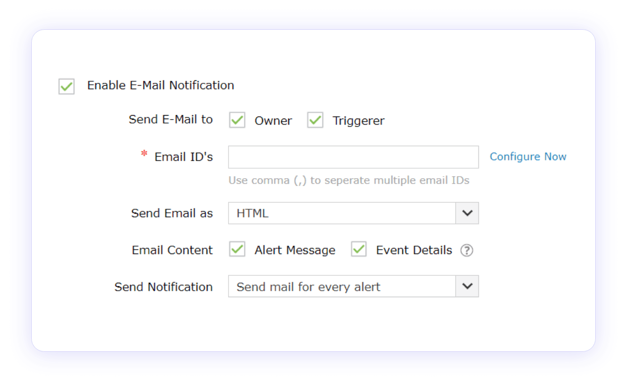 Instant email notifications