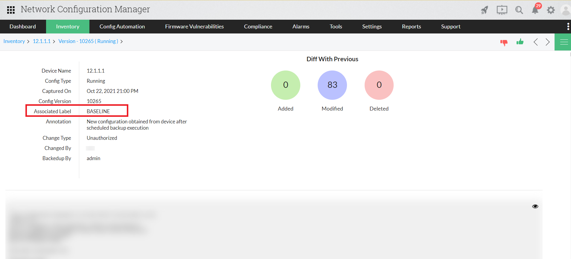 Configuration Baseline - ManageEngine Network Configuration Manager