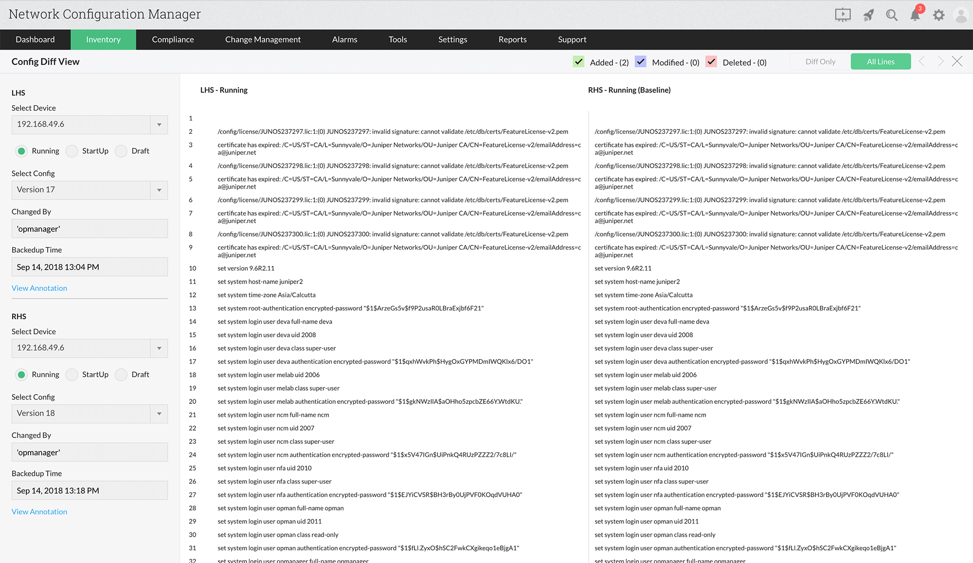 Baseline Configuration Software - ManageEngine Network Configuration Manager