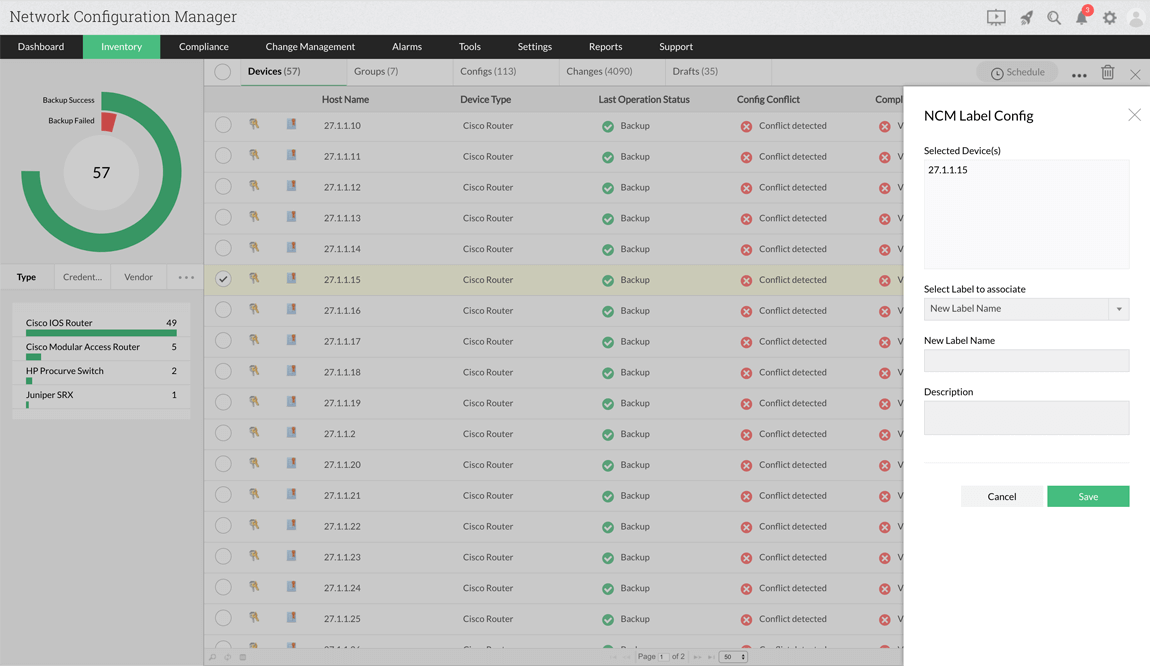 Configuration Baseline Management - ManageEngine Network Configuration Manager