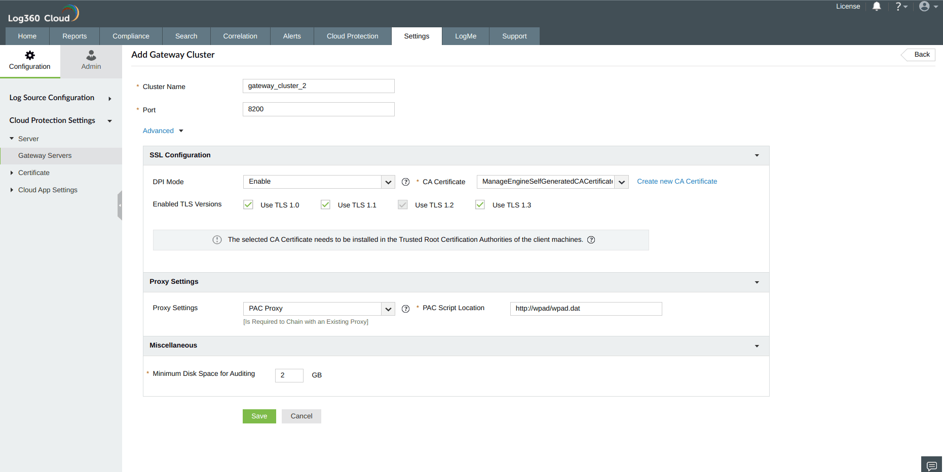 Configuring Gateway Server