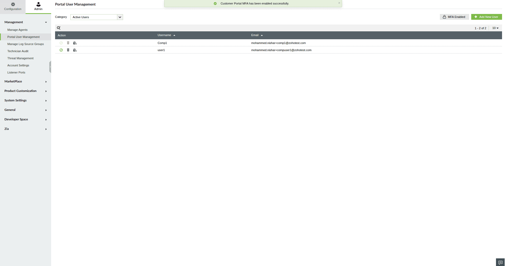 MSSP Customer Portal MFA