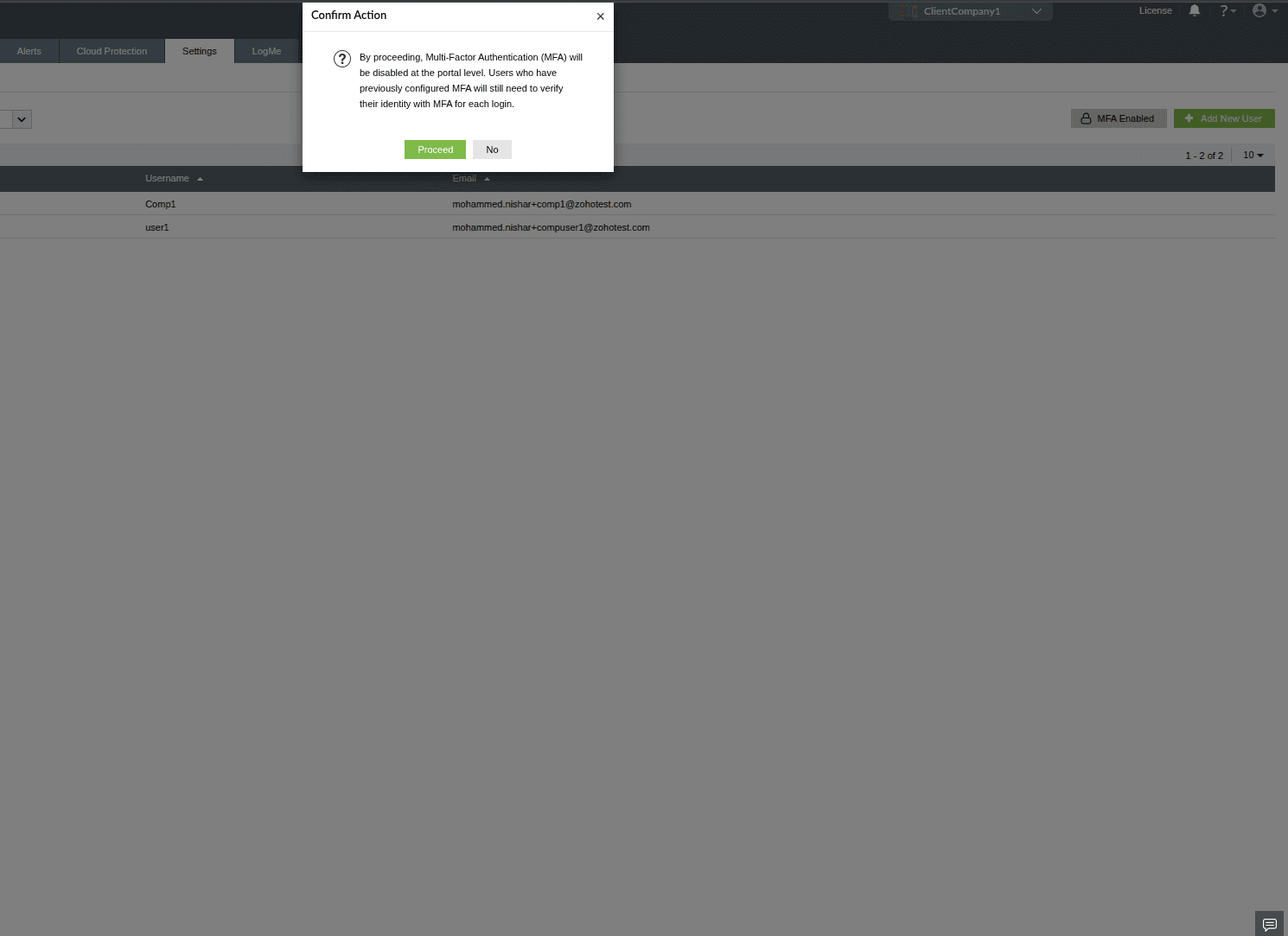 MSSP Customer Portal MFA