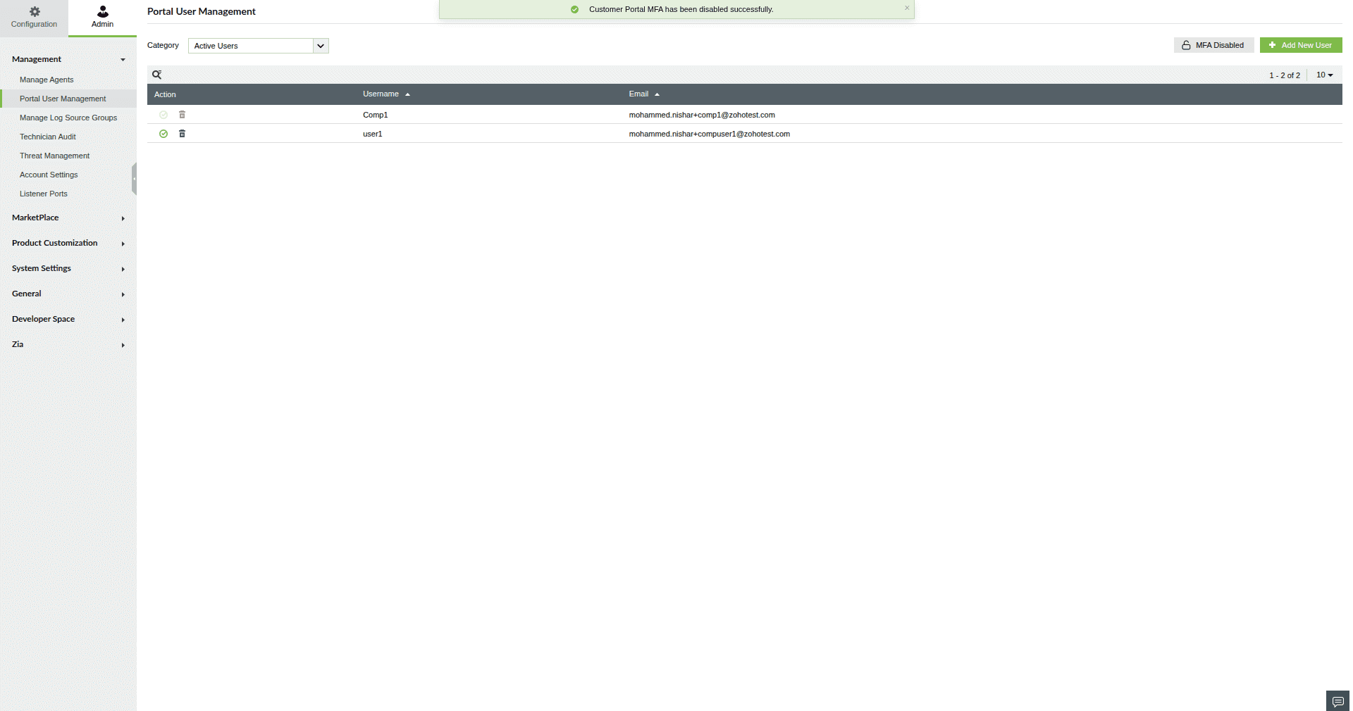 MSSP Customer Portal MFA