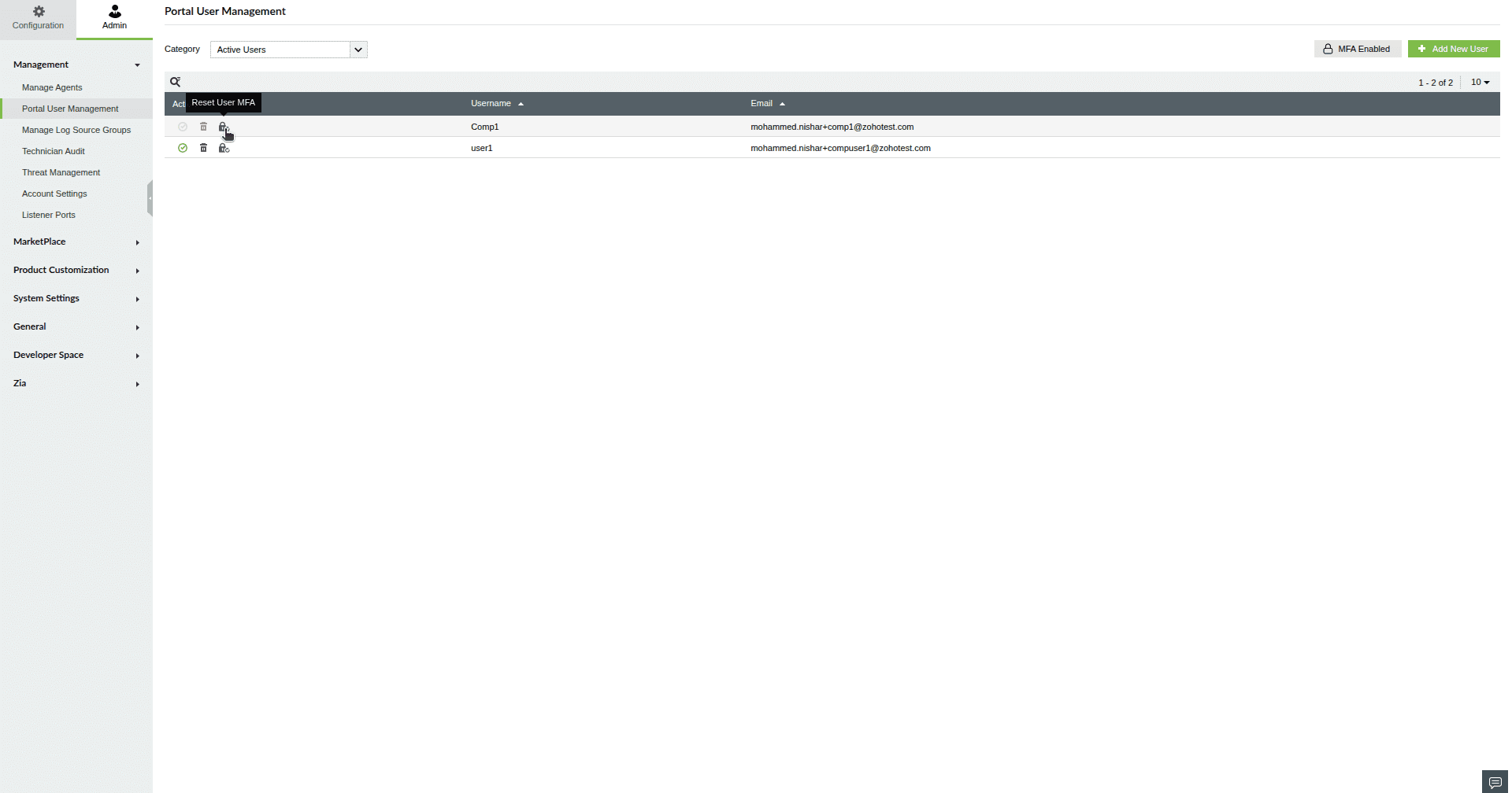 MSSP Customer Portal MFA
