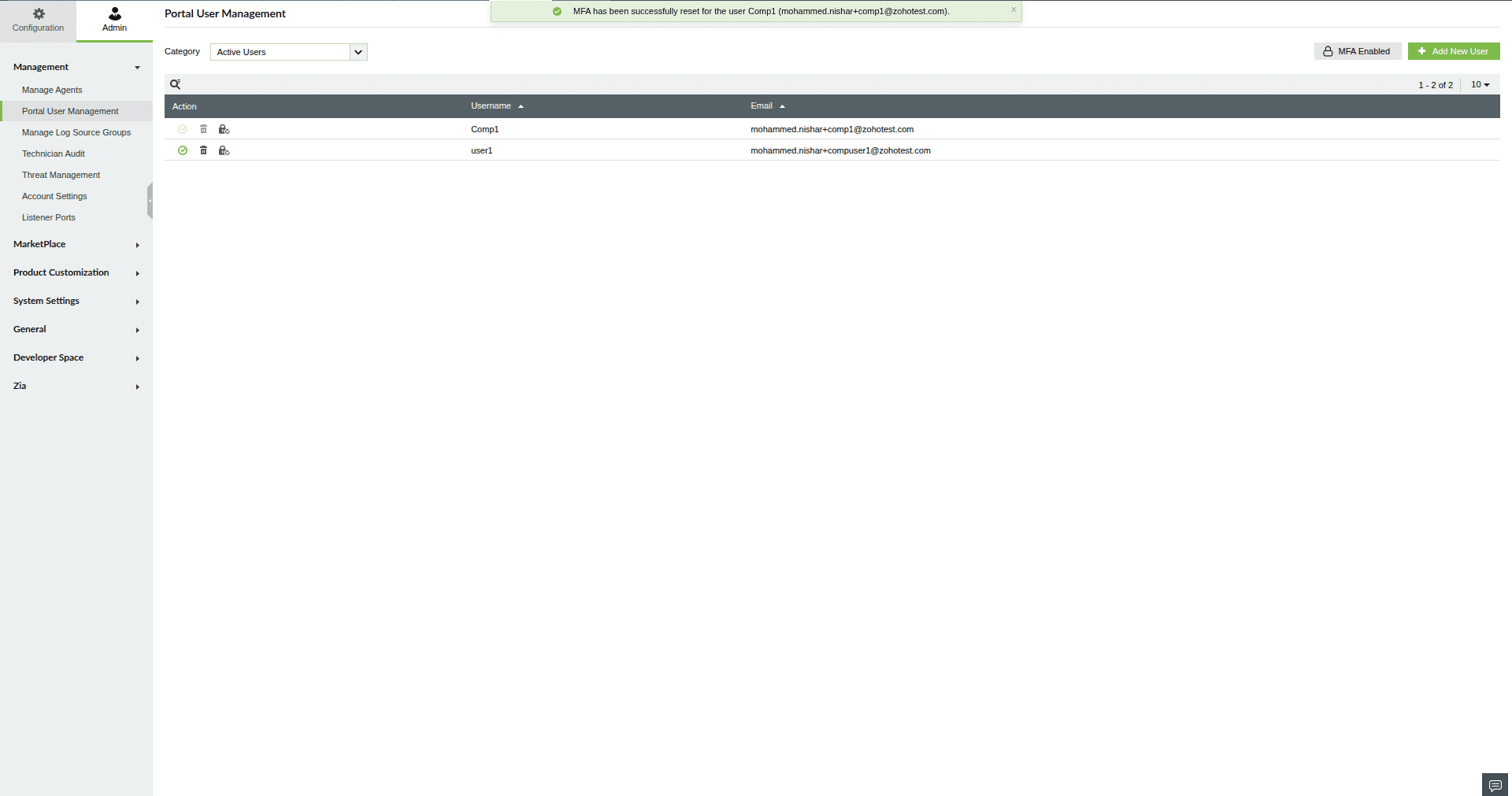 MSSP Customer Portal MFA