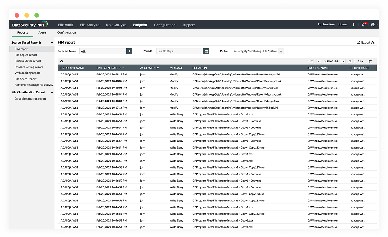 Track endpoint file activity