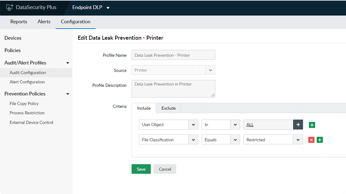 Printer audit software | ManageEngine DataSecurity Plus