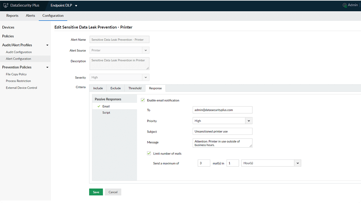 Printer audit software | ManageEngine DataSecurity Plus