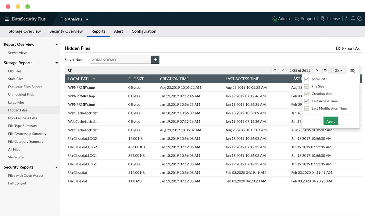 hidden-file-finder-manageengine-datasecurity-plus