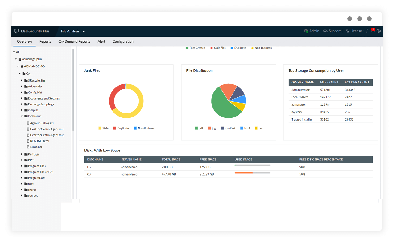 Unused file finder | ManageEngine DataSecurity Plus