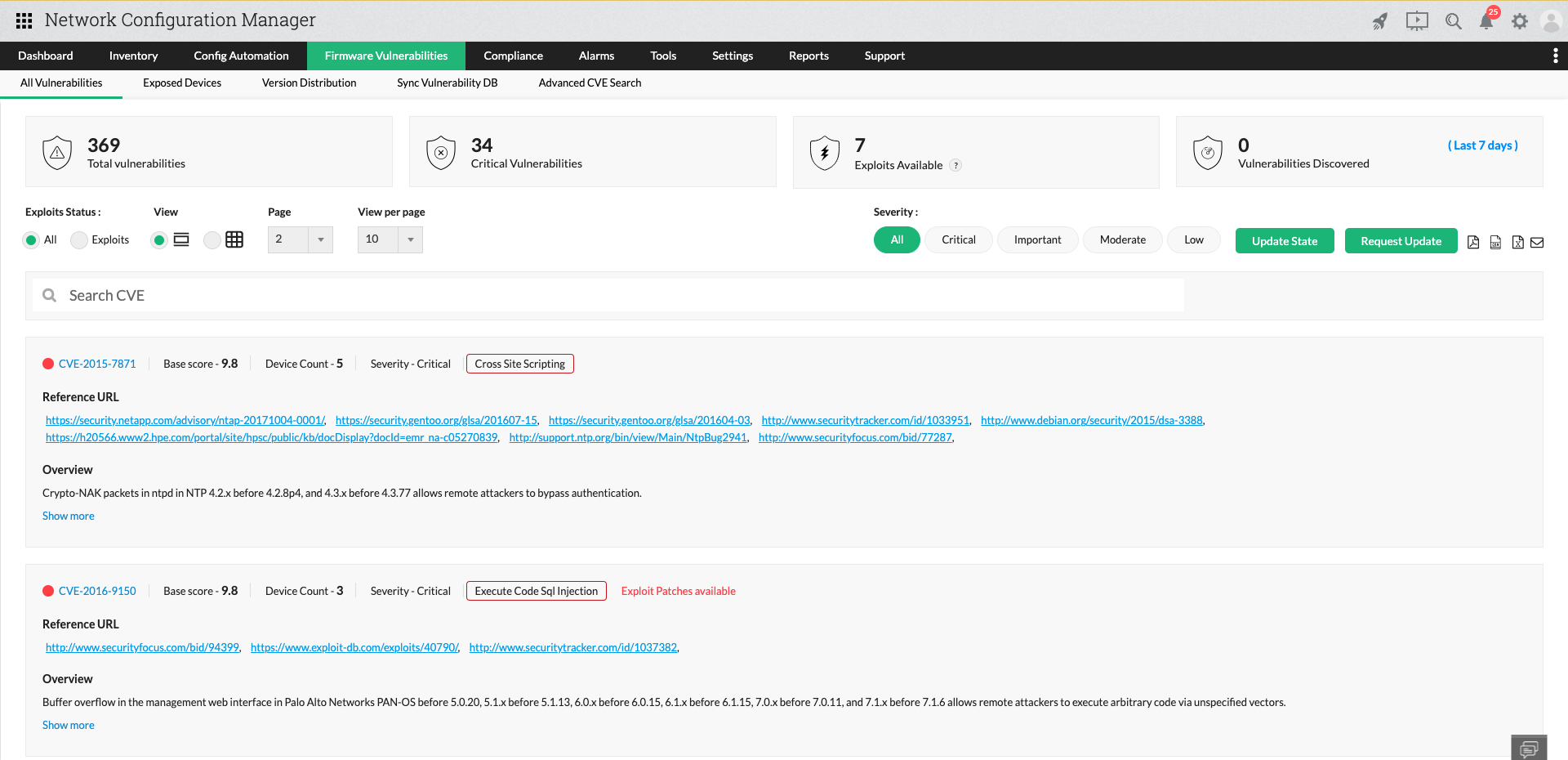 Device config and firmware vulnerability management tool - ManageEngine Network Configuration Manager