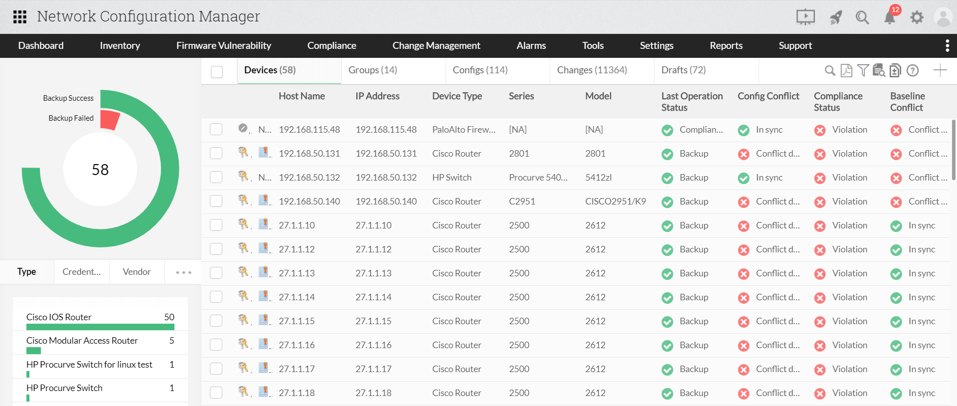 Cisco Switch Config-Backup – ManageEngine Network Configuration Manager