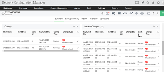 Configuration Change Management Tool - ManageEngine Network Configuration Manager