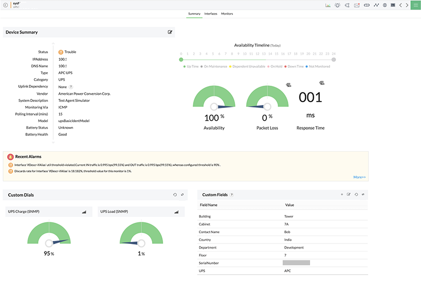 UPS monitoring - ManageEngine OpManager