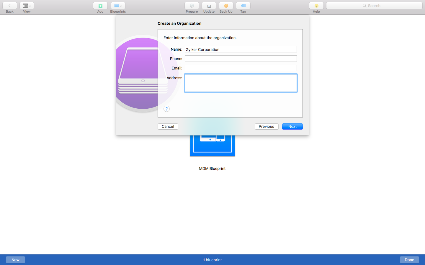 Adding Organization on Apple Configurator