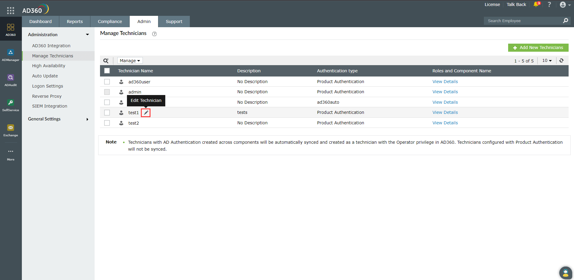 How to modify an existing technician