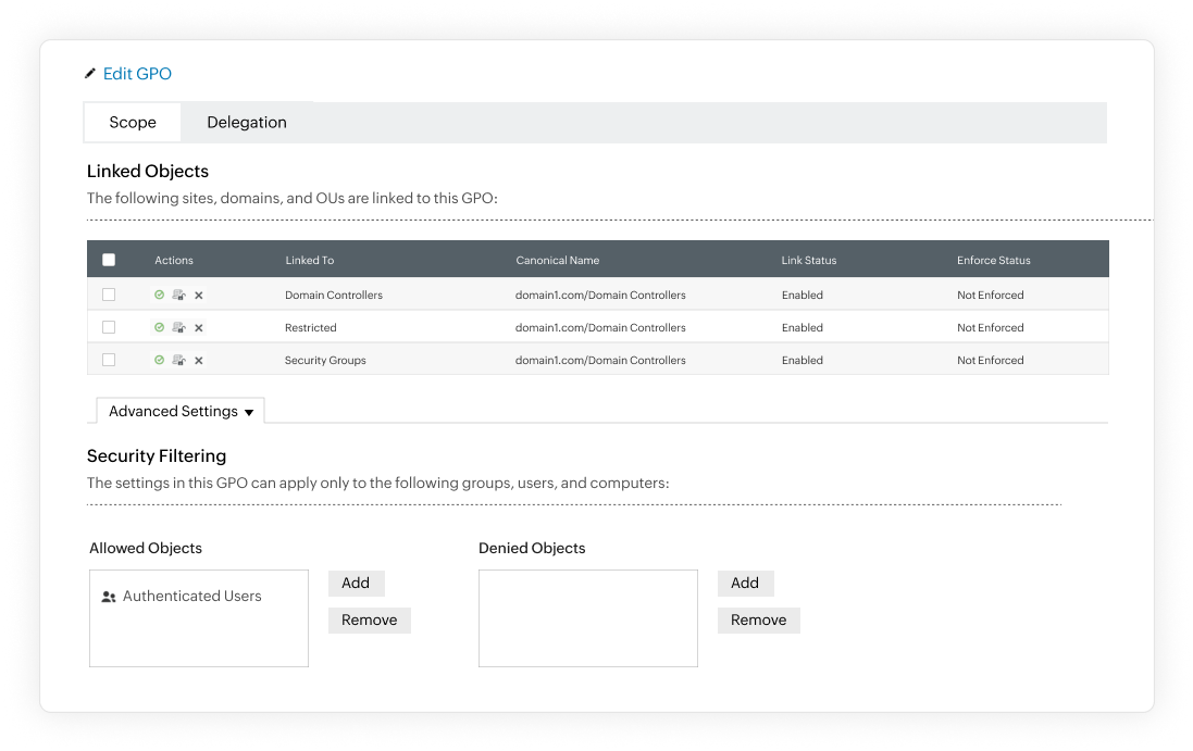 Enforce group policy management