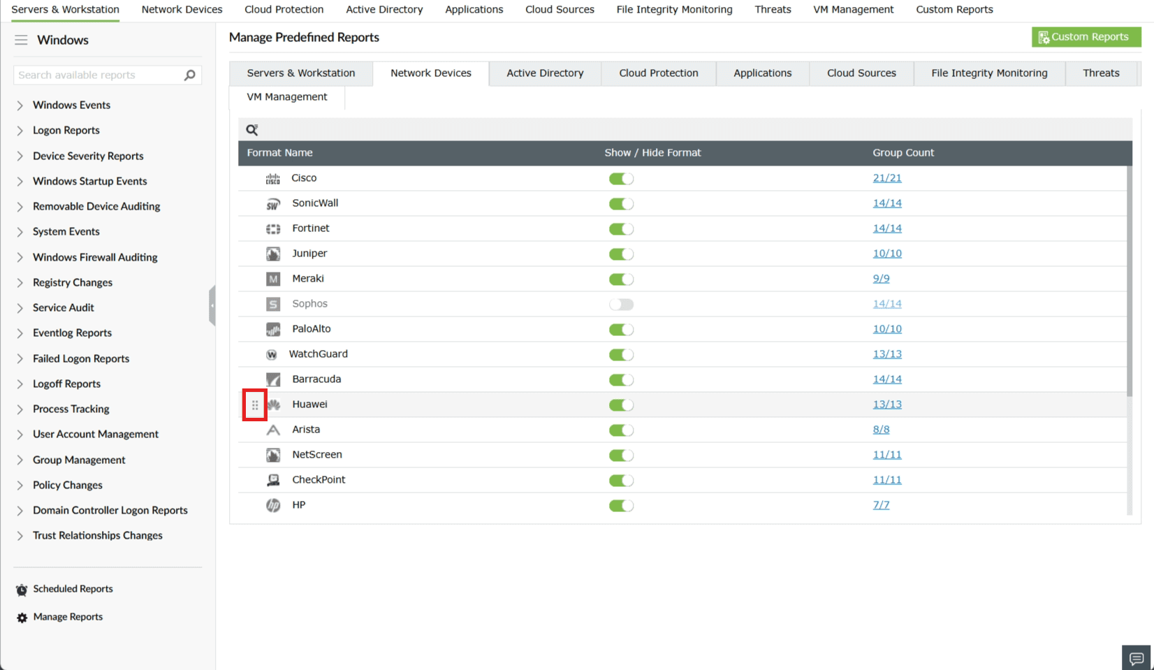 log sources in the required order