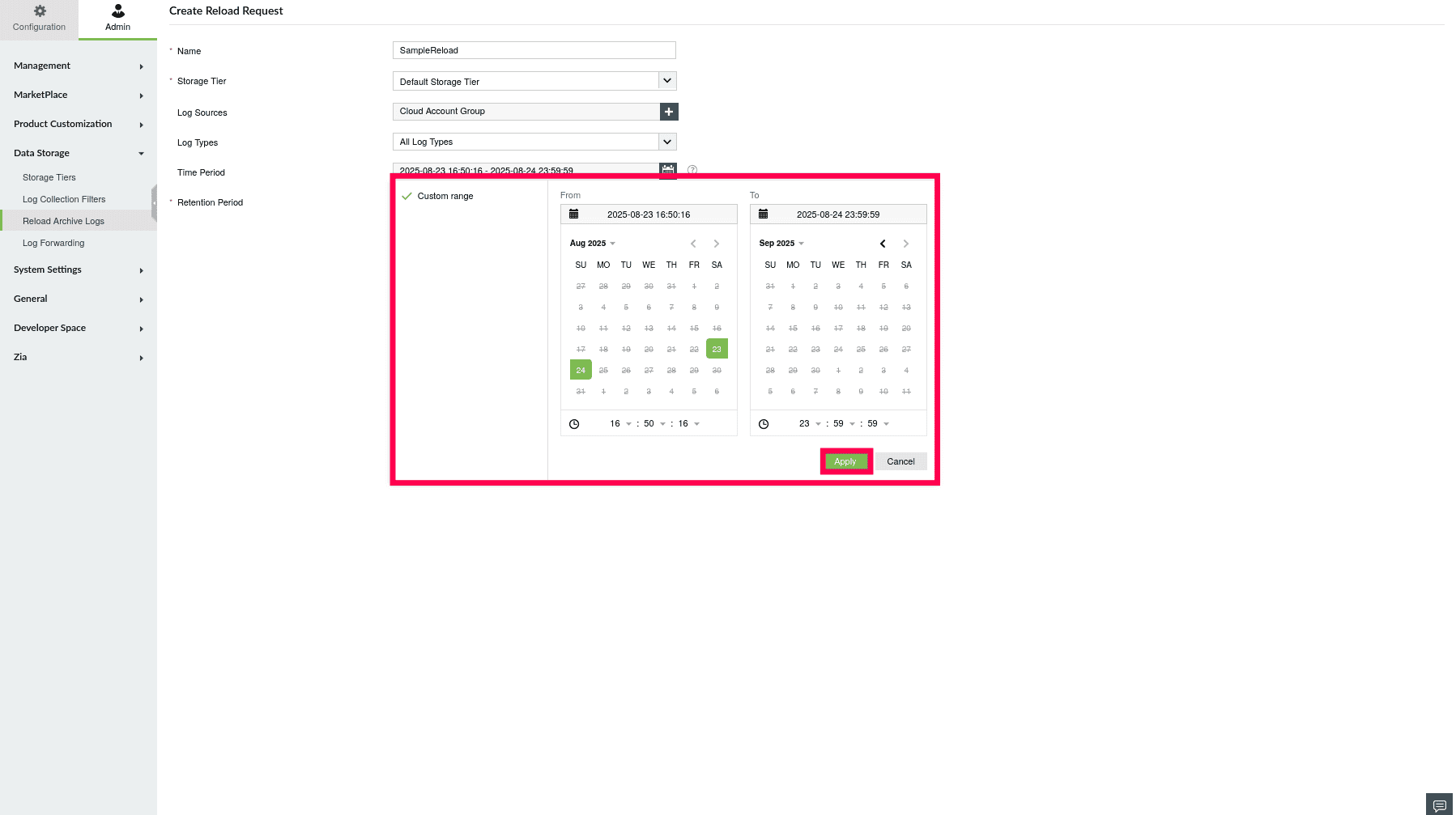 Reload Historical Logs