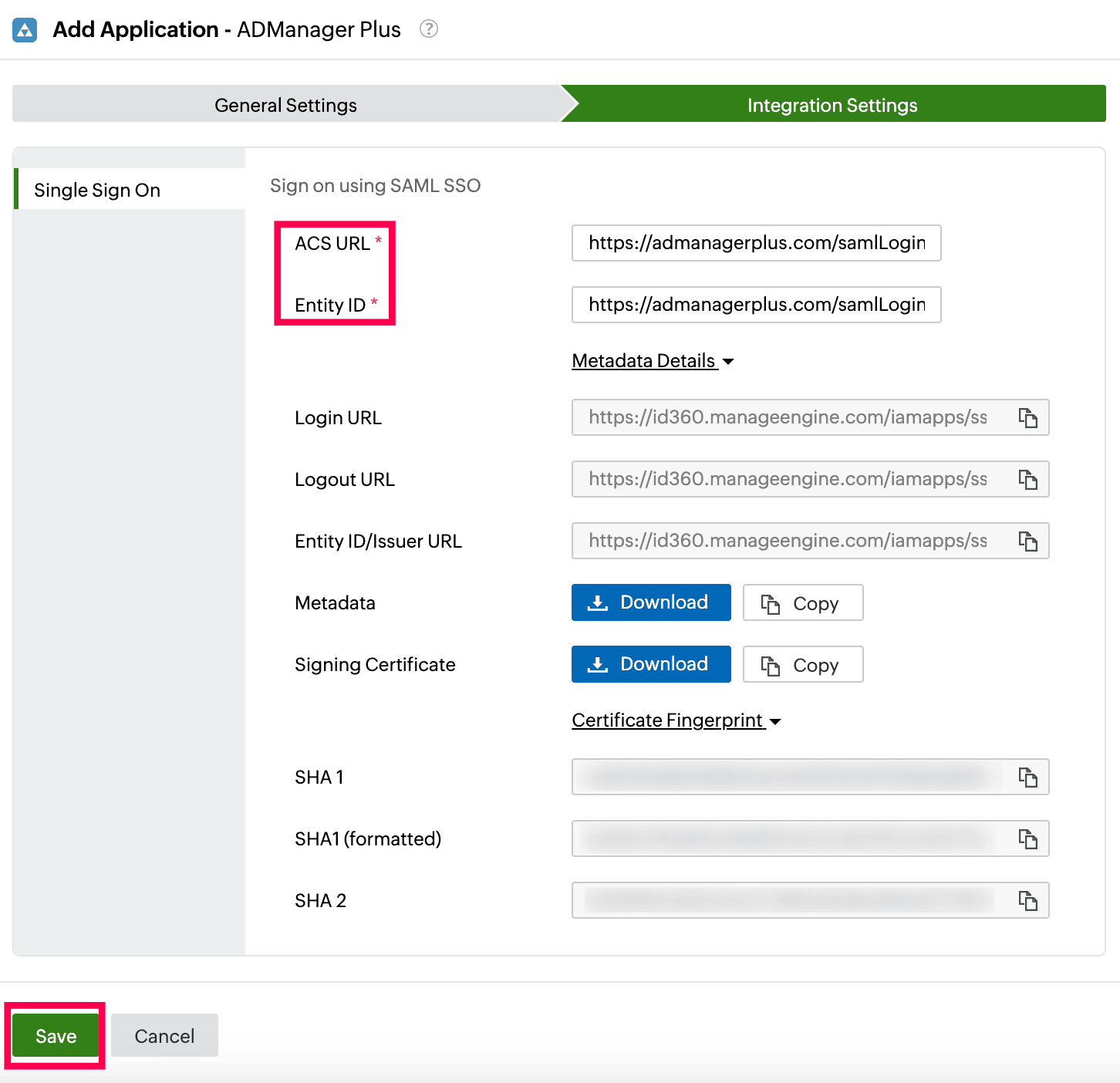 Identity360 application configuration