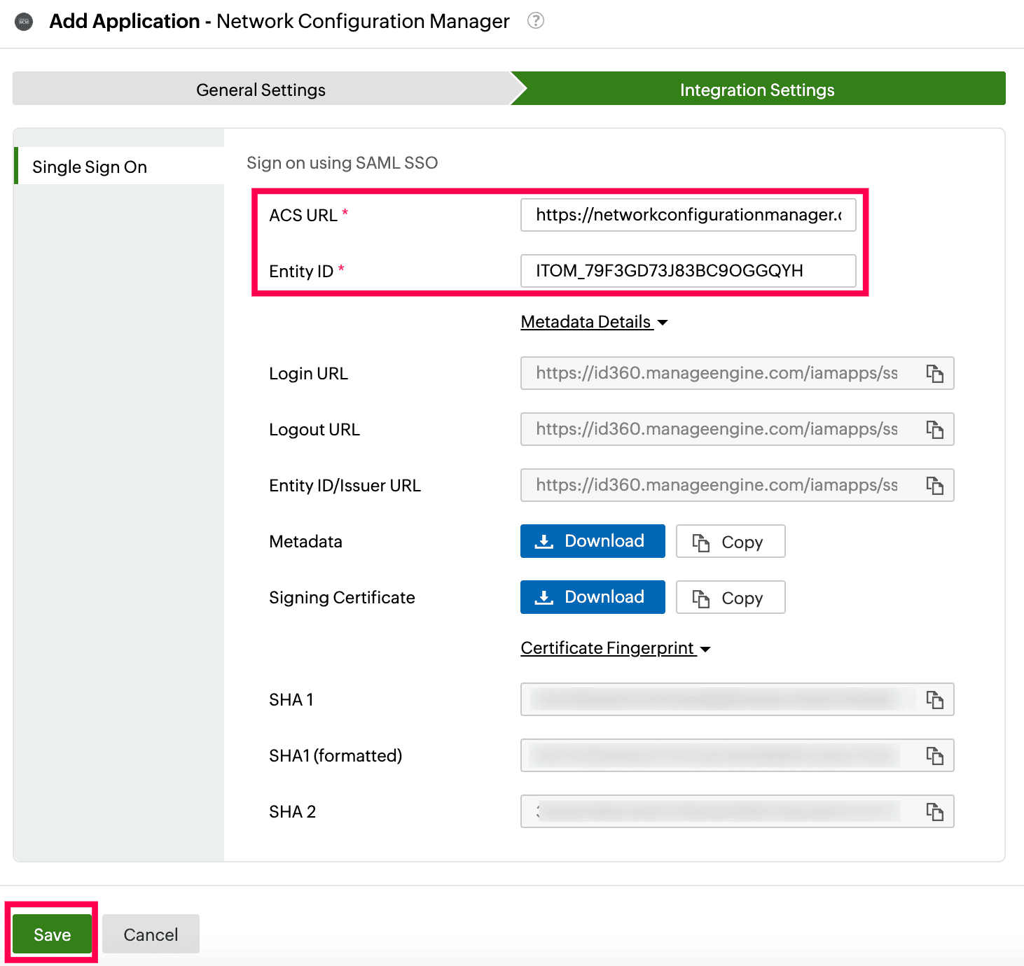 Identity360 application configuration