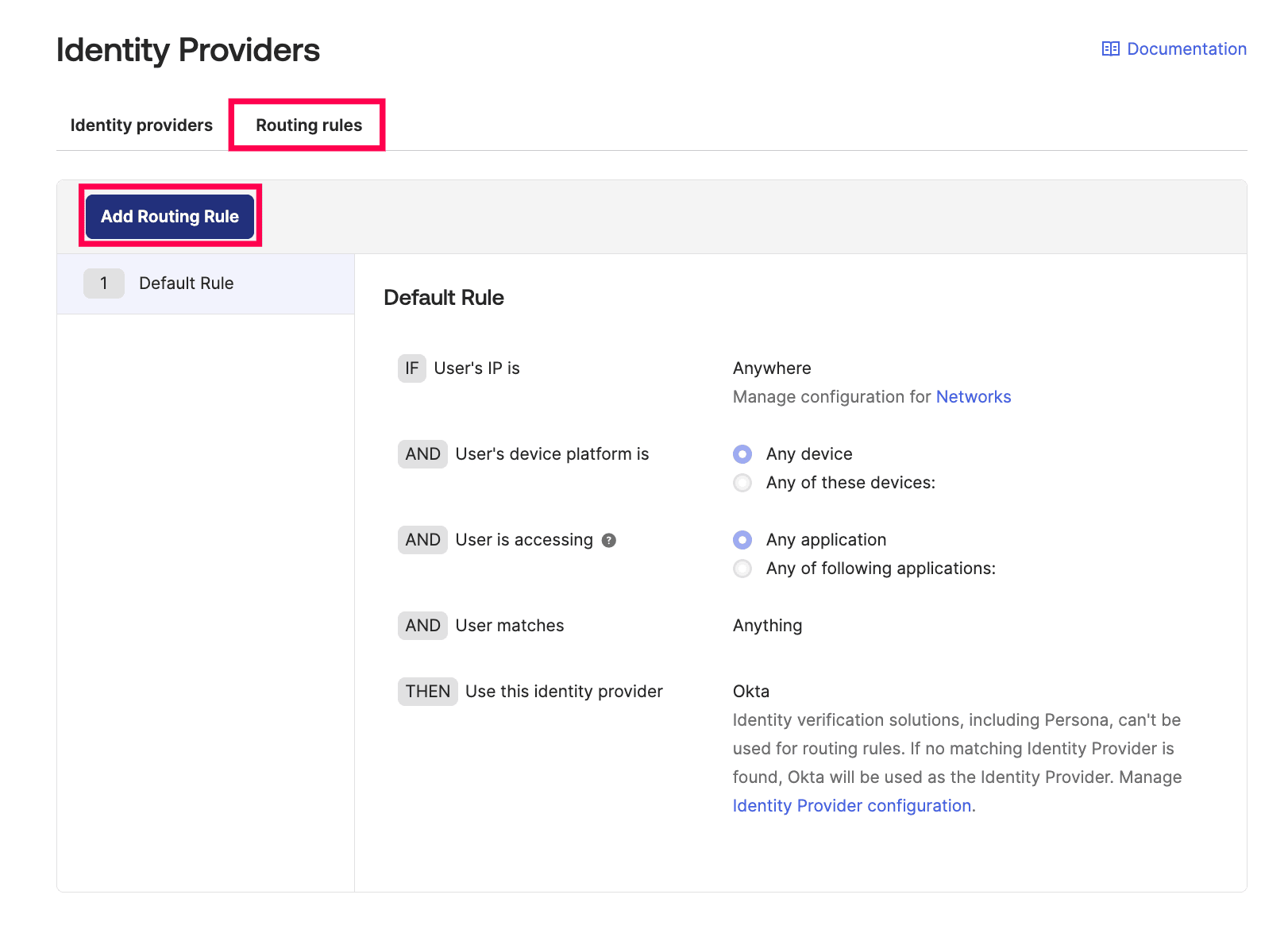 Routing rule addition in Okta