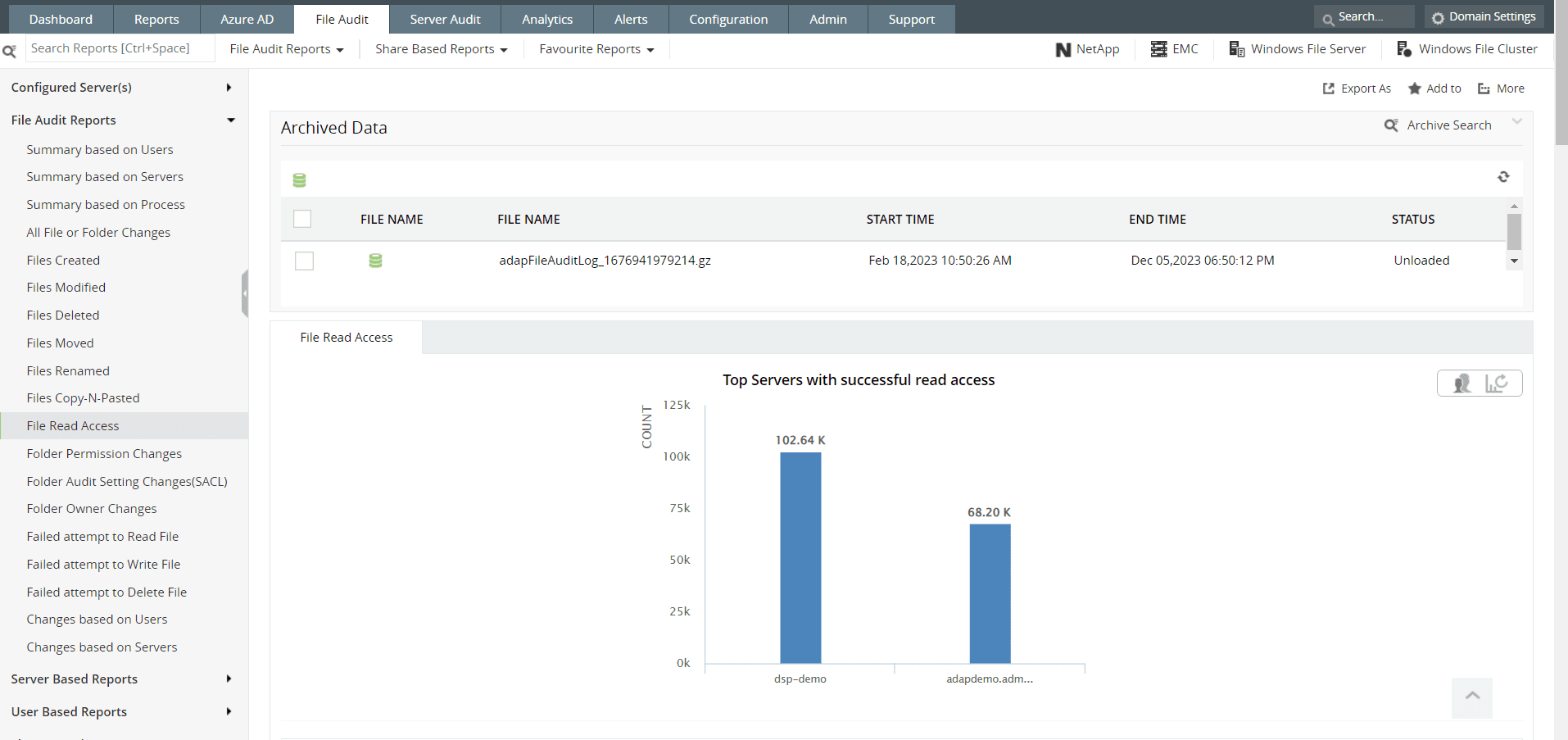 File Read access report in Log360