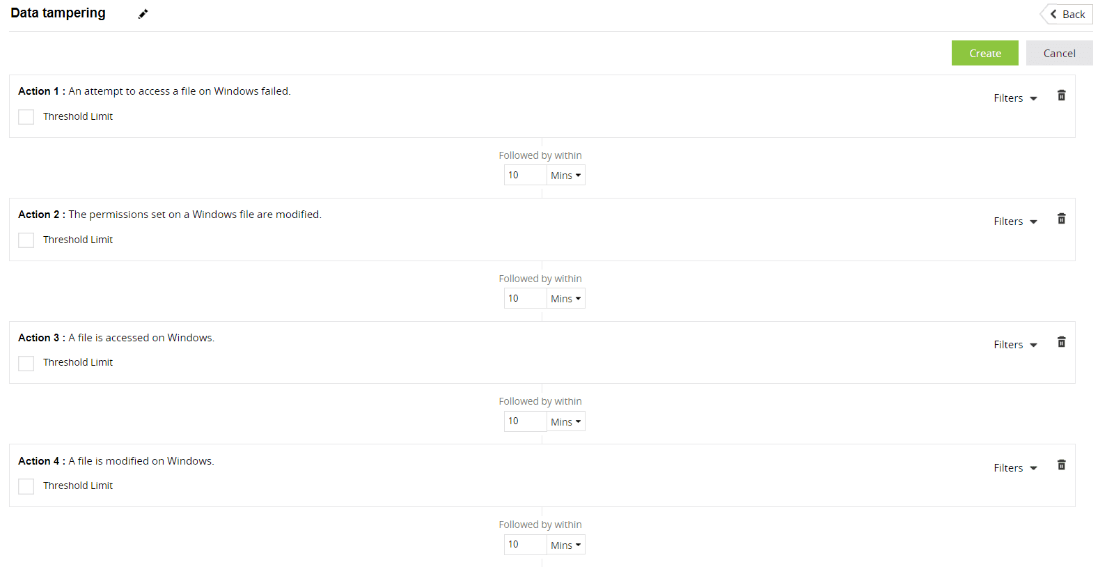 Custom correlation rule for data tampering in Log360