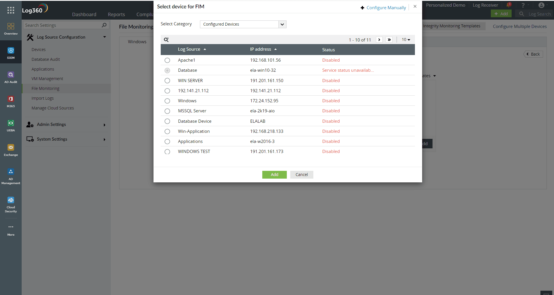 FIM configuration in Log360