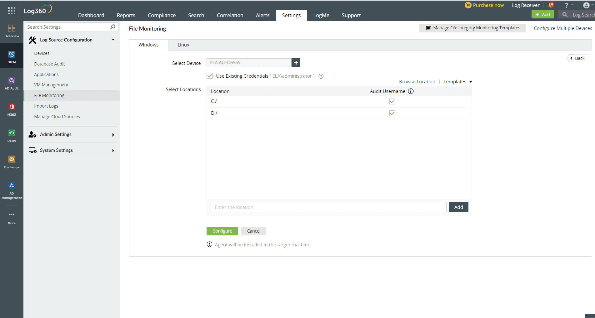 FIM configuration in Log360