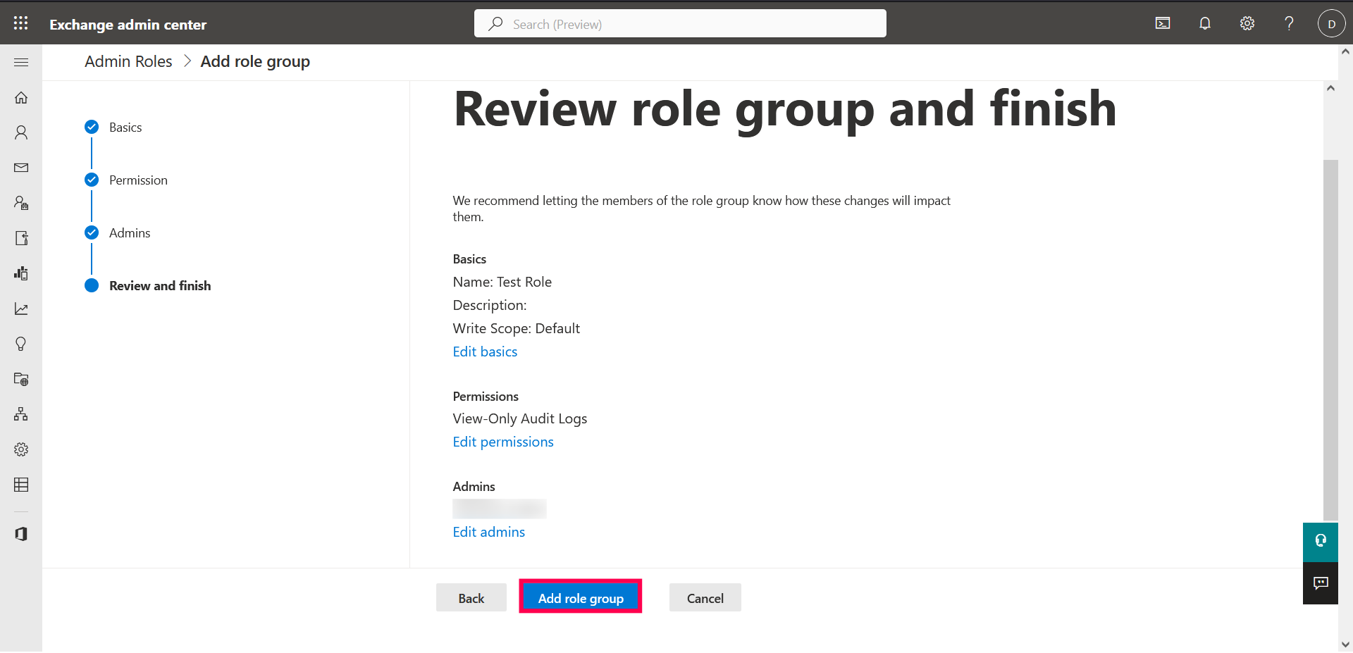 Role Group Steps