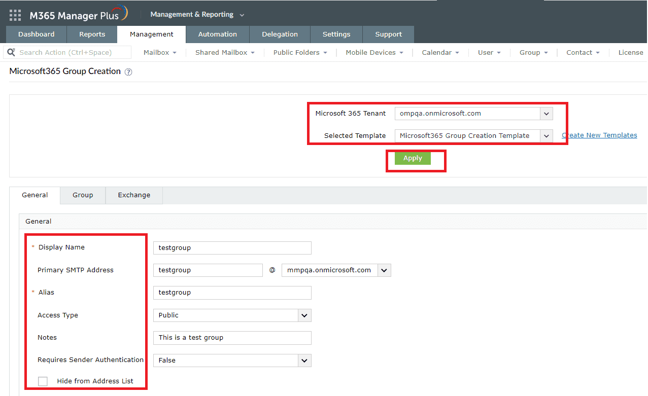 manage groups and group memberships using M365 Manager Plus