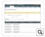 The Last Outlook User Activity by App report in M365 Manager Plus with a tabular view listing user principal name, display name, is deleted status, deleted date, last activity date, and last app each user was active on