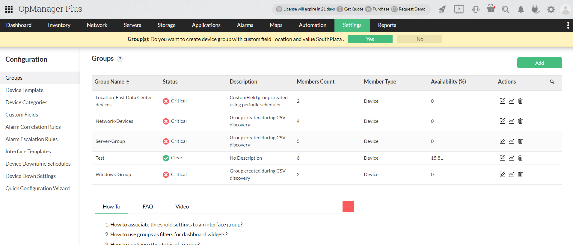 Smart grouping- ManageEngine OpManager