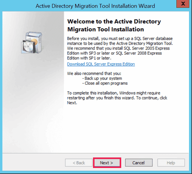 ADMT installation and setup